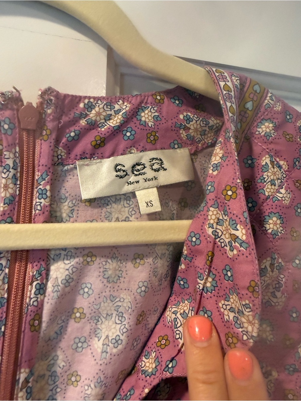 Sea New York Pink Floral Sundress with Puff Sleeve Detail - Picture 3 of 3
